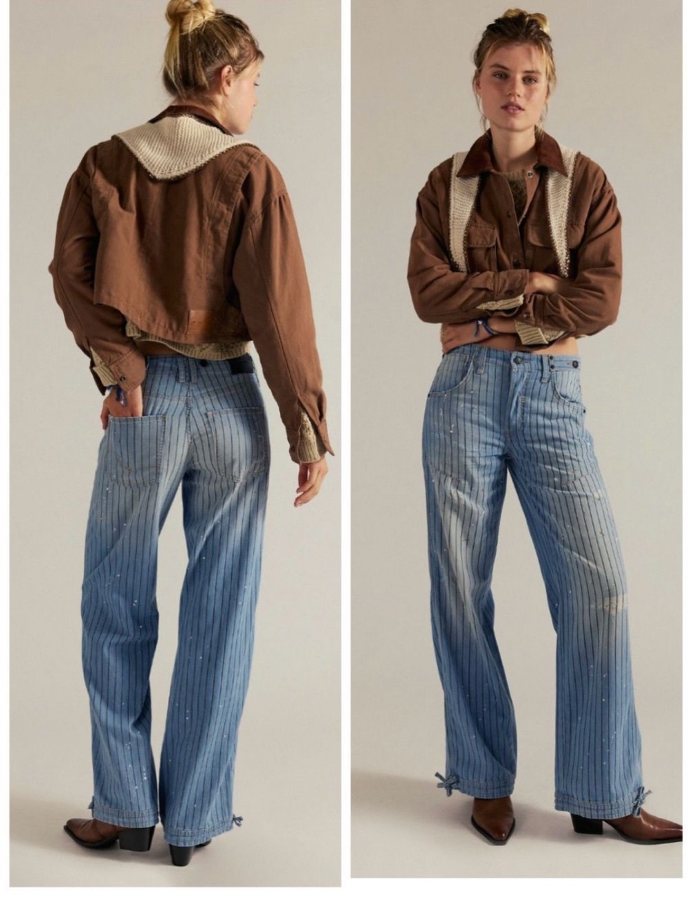 Free People Don’t Wake Up Pinstriped Boyfriend Jeans